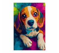 QUSAAOU Divertido Arte De Pared De BañO Cachorro Beagle colorido Pop Art Cuadros Para Salon Foto Con Lienzo Canvas Laminas Cuadro Dormitorio Decoracion Hogar Pared Quadro（Magenta-70x100cm1 Sin marco