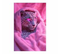 QUSAAOU Divertido Arte De Pared De BañO Leopardo en manta rosa Cuadros Para Salon Foto Con Lienzo Canvas Laminas Cuadro Dormitorio Decoracion Hogar Pared Quadro（Rosa-60x90cm1 Sin marco