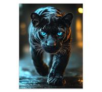 QUSAAOU Divertido Arte De Pared De BañO Pantera negra deambula zona urbana nocturna Cuadros Para Salon Foto Con Lienzo Canvas Laminas Cuadro Dormitorio Decoracion Hogar Pared（Negro-80x120cm Sin marco