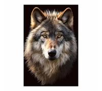QUSAAOU Foto Con Lienzo Cabeza de lobo majestuosa retrato fauna LáMinas Decorativas Grandes Para Pared Dormitorio,Arte De Pared De Animales Para Comedor, Pasillo Y BañO（Negro-70x100cm1 Sin marco