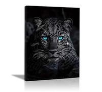 QUSAAOU Foto Con Lienzo Leopardo negro ojos azules intensos sobre fondo LáMinas Decorativas Grandes Para Pared Dormitorio,Arte De Pared De Animales Para Comedor, Pasillo Y BañO -20x30cm1 Enmarcado