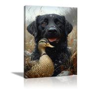 QUSAAOU Foto Con Lienzo Perro oscuro y pato en pradera otoñal nevada LáMinas Decorativas Grandes Para Pared Dormitorio,Arte De Pared De Animales Para Comedor, Pasillo Y BañO（Negro-20x30cm1 Sin marco