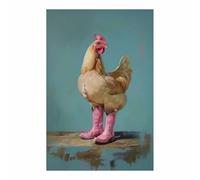 QUSAAOU Foto Con Lienzo Pollo en botas rosas animal granja gracioso LáMinas Decorativas s Para Pared Dormitorio,Arte De Pared De Animales Para Comedor, Pasillo Y BañO（Azul pato-60x90cm1 Sin marco