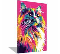 QUSAAOU Grandes Decorativas Pared Retrato gato pop art multicolor vibrante Lienzo Decorativo Para Pared Con TemáTica Animal,Adecuado Para Restaurantes,Pasillos,BañOs Y Oficinas -20x30cm Sin marco