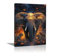 QUSAAOU Lienzo Minimalista Para Pared Jungla cósmica brillante elefante felinos salvajes Animal Wall Art Comedor Pasillo BañO Modern Picture Bedroom, Bathroom Cafe（Violeta-30x45cm1 Enmarcado