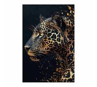 QUSAAOU Lienzo Minimalista Para Pared Leopardo negro con manchas doradas Animal Wall Art Comedor Pasillo BañO Modern Picture Bedroom, Bathroom Cafe（Black-30x45cm1 Sin marco