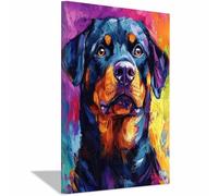 QUSAAOU Lienzos Decorativos Grandes Rottweiler colorido Pop Art DiseñO De Animales Divertidos Decoracion Salon BañO Dormitorio Aseo Wc Inodoro（Morado-70x100cm1 Enmarcado