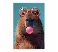 QUSAAOU Lienzos Decorativos Pared Capibara chicle gafas gracioso Cuadros Decoracion Salon Modernos Lienzos Decorativo Pared Decoracion Lienzo Modernos（Marrón-20x30cm1 Sin marco