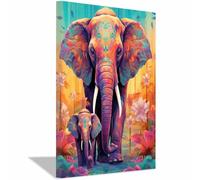 QUSAAOU Lienzos Decorativos Pared Elefante estampado rodeado flores tropicales Cuadros Decoracion Salon Modernos Lienzos Decorativo Pared Decoracion Lienzo Modernos（Violeta-20x30cm Sin marco