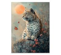 QUSAAOU Lienzos Decorativos Pared Leopardo entre insectos pétalos bajo luz vespertina Cuadros Decoracion Salon Modernos Lienzos Decorativo Pared Decoracion Lienzo Modernos（Naranja-30x45cm1 Sin marco