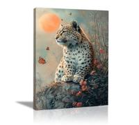 QUSAAOU Lienzos Decorativos Pared Leopardo entre insectos pétalos bajo luz vespertina Cuadros Decoracion Salon Modernos Lienzos Decorativo Pared Decoracion Lienzo Modernos（Naranja-70x100cm1 Sin marco