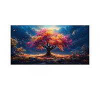 QUSAAOU Mural De Paisaje Natural Árbol de la Vida rosa cielo noche pétalos cayendo PóSter Lienzo Arte Mural Cuadro DecoracióN Del Hogar ImpresióN Para Dormitorio Sala De Estar -20x40cm1 Sin marco