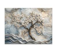 QUSAAOU Mural De Paisaje Natural Árbol floral blanco 2D textura marmórea PóSter Lienzo Arte Mural Cuadro DecoracióN Del Hogar ImpresióN Para Dormitorio Sala De Estar （Blanco-30x45cm1 Sin marco