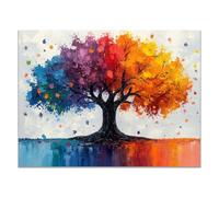 QUSAAOU Mural De Paisaje Natural Árbol multicolor estilo salpicadura abstracta PóSter Lienzo Arte Mural Cuadro DecoracióN Del Hogar ImpresióN Para Dormitorio Sala De Estar -60x90cm Sin marco