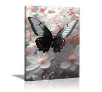QUSAAOU Para Salon Lienzo Mariposa bicolor sobre delicadas flores blancas Cuadros Cuadros Sobre Lienzo Cuadros Para Dormitorio Decoraciones Para Hogar Divertidos Interesantes -70x100cm1 Sin marco