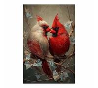 QUSAAOU Para Salon Lienzo Pareja romántica de cardenales en rama Cuadros EnmarcadosSobre Lienzo Cuadros Para Dormitorio Decoraciones Para Hogar Divertidos Interesantes（Rojo-20x30cm1 Sin marco