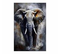 QUSAAOU Para Salon Lienzo Retrato de elefante acuarela Cuadros Enmarcados Cuadros Sobre Lienzo Cuadros Para Dormitorio Decoraciones Para Hogar Divertidos Interesantes（Gris-60x90cm1 Sin marco