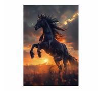 QUSAAOU Para Salon Lienzo Semental negro encabritado cielo atardecer dorado Cuadros Sobre Lienzo Cuadros Para Dormitorio Decoraciones Para Hogar Divertidos Interesantes -50x70cm Sin marco