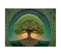 QUSAAOU Pintura Decorativa Abstracta Árbol vital nudos celtas follaje verde Cuadros Modernos Decorativos Adecuados Para Salones Dormitorios Comedores Oficinas（Verde-30x45cm1 Sin marco