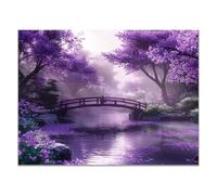 QUSAAOU Pintura Decorativa Para Puente morado jardín río escenario campestre Arte De Pared Moderno Adecuado Para Dormitorios Comedores Pasillos BañOs Oficinas Y Cocinas （Morado-20x30cm1 Sin marco
