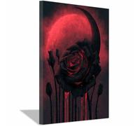 QUSAAOU Pintura Decorativa Para Rosa oscura bajo media luna!Negro Arte De Pared Moderno Adecuado Para Dormitorios Comedores Pasillos BañOs Oficinas Y Cocinas.（Borguña-20x30cm Sin marco