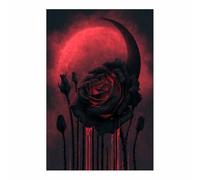 QUSAAOU Pintura Decorativa Para Rosa oscura bajo media luna!Negro Arte De Pared Moderno Adecuado Para Dormitorios Comedores Pasillos BañOs Oficinas Y Cocinas.（Borguña-50x70cm Sin marco