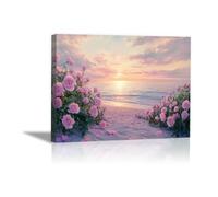 QUSAAOU Pintura Decorativa Para Rosas costeras pintura mural decorativa natural Arte De Pared Moderno Adecuado Para Dormitorios Comedores Pasillos BañOs Oficinas Y Cocinas （Rosa-40x60cm1 Enmarcado