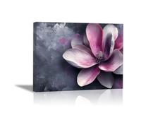 QUSAAOU Pintura Mural Magnolia rosa gris texturizada pétalos grandes En Lienzo Paisaje Impresiones ArtíSticas Para Sala De Estar Oficina Aula Sala De Reuniones BañO（malva-20x30cm Enmarcado