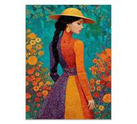 QUSAAOU Vestido retro fondo botánico ambientación vintage cálida Para Dormitorios Cuadro Decorativos Lienzos Decorativo Canvas Wall Art Decoracion Modernos Mujer- Retrato-70x100cm1 Sin marco