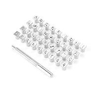 Qusedwey 1 Caja de 36 Juegos de Sellos de Letras y NúMeros, Herramientas de Estampado de Metal para Punzones de Estampado de Metal y Madera de 6 Mm