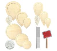 Qusedwey 11 Moldes y Peines para Cortar Hojas de Macramé, Plantilla de Corte de Madera y, Peine de Acero Inoxidable con Flecos.