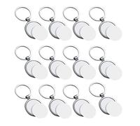 Qusedwey 12 Piezas SublimacióN en Redondo de Transferencia de Llaveros de Tablero de Metal de Foto de SublimacióN Gruesa