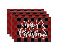 Qusedwey 4 Manteles Individuales Navideños de Color Rosa Nieve con Árboles de Navidad, Manteles Individuales de Invierno para Decoración de Cocina y Comedor H