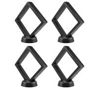 Qusedwey 4 Piezas de Soporte para Monedas de DesafíO Flotante 3D con Soporte Caja de JoyeríA Antideslizante Gabinete de ExhibicióN de Monedas Negro