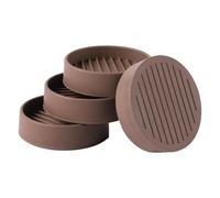 Qusedwey 4 Uds. Tazas Redondas de Goma para Ruedas de Muebles, Almohadillas Antideslizantes para Muebles, Protectores de Suelo para de Cama, Color Marrón
