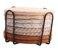 Qusedwey 8 Posavasos para Bebidas con Soporte, Posavasos Absorbentes de 4 Colores para Bebidas, Juego de Posavasos Tejido de AlgodóN para DecoracióN del Hogar A