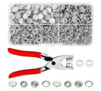 Qusedwey Broches de Perlas para Alicates de Tela, Kit de Botones A Presión de Metal para Ropa, Camisas, Mamelucos, Juego de 120