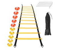 Qusedwey Conjunto de Entrenamiento de Agilidad de Velocidad Deportiva 12 Conos de Disco 4 Estacas de Acero y Escalera de Agilidad para FúTbol, Baloncesto, Pista de Rugby