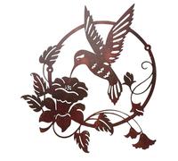 Qusedwey DecoracióN de la Pared del PáJaro Arte del Hierro Ornamentos de la Escultura de la Pared del Hotel del CéSped de la Cerca del JardíN Adorno Vintage para Interior Exterior Hogar A