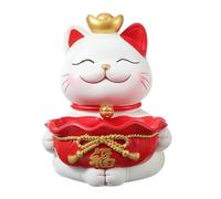 Qusedwey Estatua de Gatos de la Suerte, Adorno, Contenedor de ArtíCulos, Estatuilla de Resina, Organizador de Mesa, Bandeja de Baratijas de JoyeríA A