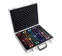 Qusedwey Juego de DiapasóN de Chakras para CuracióN, Terapia de Sonido, Cuerpo de Mantenimiento, con Mazo de Goma, Llave, PañO de Limpieza y Caja de Aluminio