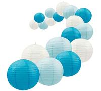 Qusedwey Juego de Linternas de Papel Azul Real de 18 Piezas, Linternas de Papel Japonesas Decorativas Colgantes Reutilizables, Fácil Montaje