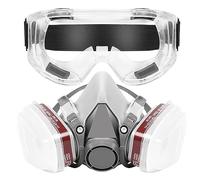 Qusedwey MáScara de Respirador con Filtros, MáScara de Gas de Media Cara Reutilizable con Gafas de Seguridad, MáScara de Pintura de Media Cara, para Pintar