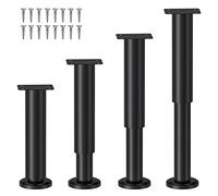 Qusedwey Patas de Metal Ajustables para Muebles de 7,08 una 11,8 Pulgadas, Patas de Mesa de Repuesto de Ajustable para Sofá/Tocador, Juego de 4, Color Negro