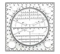 Qusedwey Plantilla de Dibujo Circular Multifuncional, Herramienta de Dibujo GeoméTrico, Regla de MedicióN, áNgulo Giratorio