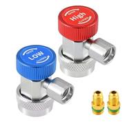 Qusedwey R134A Conector de Acoplamiento Rápido para Automóvil Adaptador de Latón Refrigerante de Aire Acondicionado Medidor de Colector de CA Ajustable