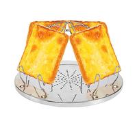 Qusedwey Tostadora de camping de acero inoxidable, 4 rebanadas de pan para cocina de gas, mini tostadora con soporte plegable, soporte portátil para tostadas, para familias, pícnic, estufa de gas al