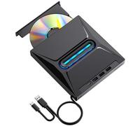 Qusedwey Unidad Externa de CD y DVD USB 3.0 Unidad de CD/DVD +/-RW Portátil de Alta Velocidad con Lector de Tarjetas SD, Grabadora de CD ROM y Conexión USB-C