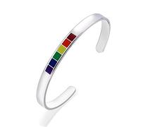 Qusinfc Abalorio personalizado de joyería para lesbianas y gays de 6 mm, diseño de arco iris, de acero inoxidable, regalo de acrílico