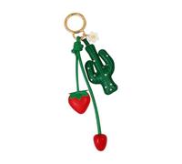 Qusinfc Bonito llavero de poliuretano con diseño de cactus de fresa, accesorio ligero y resistente para mujeres y niñas, bolsos, mochilas, dije de fruta de poliuretano